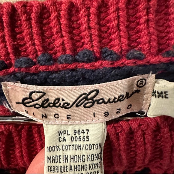Eddie Bauer Vintage 90’s Red and Cream Patterned Crewneck Sweater - Picture 7 of 8